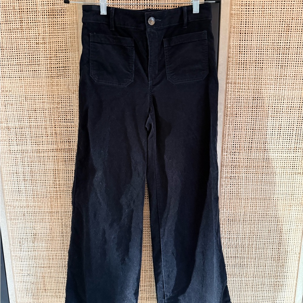 LOFT Black Wide Leg Corduroy Trousers - Picture 1 of 9